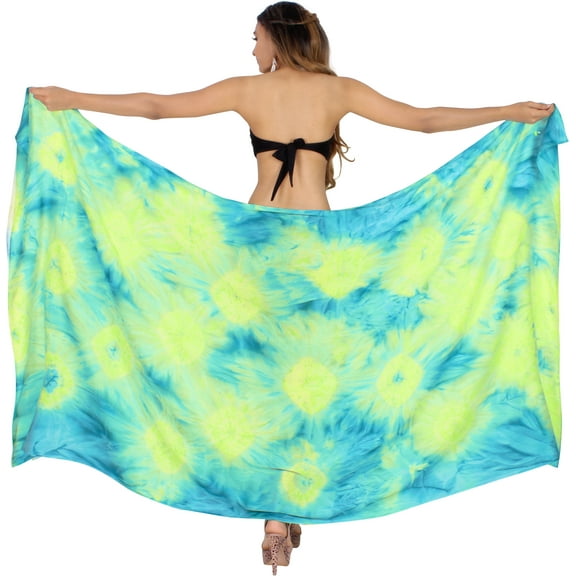 HAPPY BAY Women's Bikini Wraps Beach Wrap Sarong Coverup Skirt Bathing suit Swimsuit Swimwear Cover Up for Women One Size Lime, Tie Dye