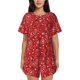 thumbnail image 1 of Fotbe Red Paisley Floral Conjunto de Pijama Estampado para Mujer, 2 Piezas, Ropa de Dormir con Camiseta de Manga Corta y Shorts Suaves-Large, 1 of 6