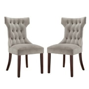 Dorel Living Clairborne Tufted Hourglass Dining Chair, Set of 2, Taupe