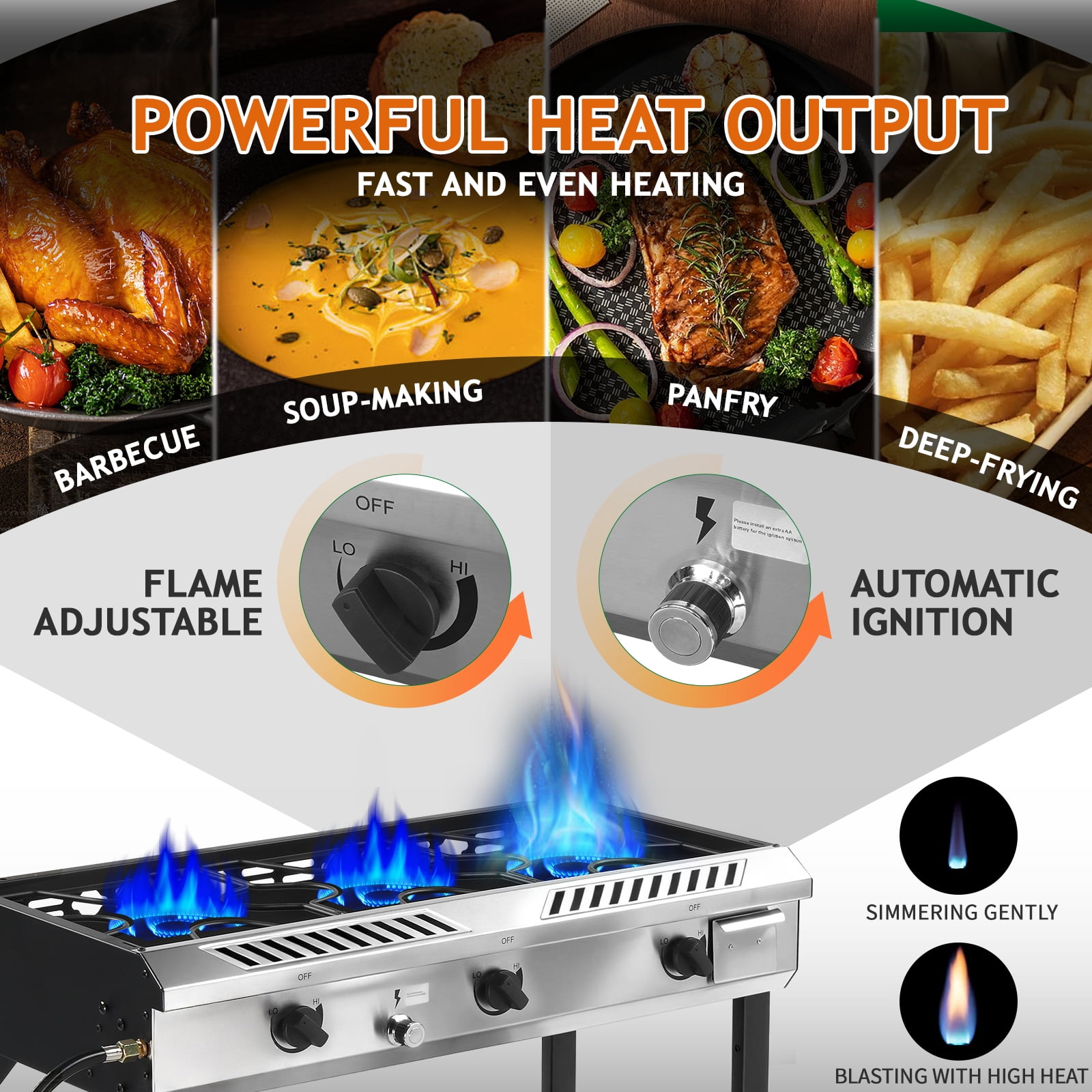 Ktaxon Portable 3 Burner Gas Propane Cooker for Outdoor Cooking