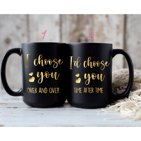 

Familyloveshop LLC I Choose You Mr and Mrs Coffee Mugs Set Anniversary Mug Gift for Husband Wife Engagement Gifts for Couples Wedding Gifts for Bride and Groom newly engaged gifts