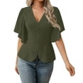 thumbnail image 1 of Casual Tops V-Cuello Manga Corta Suéter Camisa Moda Tee para las Mujeres Elegante Blusa de Verano, 1 of 5
