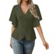 thumbnail image 1 of Casual Tops V-Cuello Manga Corta Suéter Camisa Moda Tee para las Mujeres Elegante Blusa de Verano, 1 of 5