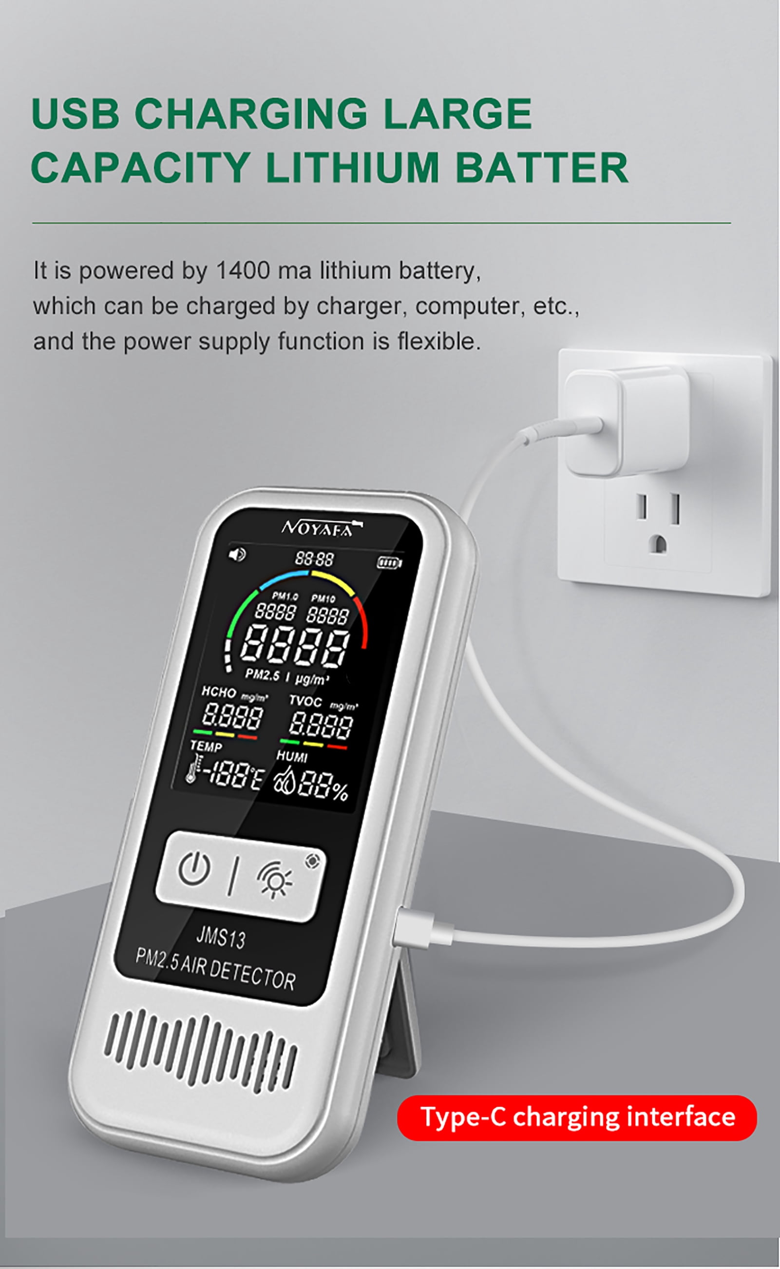 Air quality tester,Quality Tester Pm2.5 Thermometer Pm2.5 Temperature Tester Pm2.5 Air Quality Reable Lcd Adben Qisuo