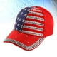 thumbnail image 2 of EeaseMX Gorra de béisbol con bandera estadounidense y patriotismo, con brillantes diamantes de imitación, para mujer (roja), 2 of 7