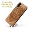 thumbnail image 3 of Case Yard Wooden Case Outside Soft TPU Silicone, Slim Fit Shockproof Wood Protective Phone Cover for Girls Boys Men and Women, Supports Wireless Charging Victorian Lion Design case for iPhone-X, 3 of 7