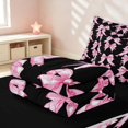 thumbnail image 5 of Erosebridal Girls Bowknot Zipper Queen Comforter Set with Fitted Sheet and 2 Pillowcases, Cute Pink Black Zipper Bedding Set, Black Reversible, 5 of 7