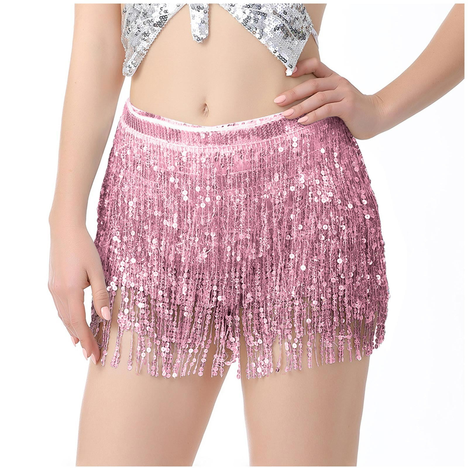 Fankiway Women'S Belly Dance Sequins Tassel Dance Skirt Bohemian