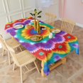 thumbnail image 3 of Colorful Rainbow Tie Dye Spiral Pattern Rectangle Tablecloth 60"x120",Waterproof Polyester Rectangle Table Cloth, Wipeable Spillproof Polyester Tablecloth for Dining, Camping, Indoor and Outdoor, 3 of 6