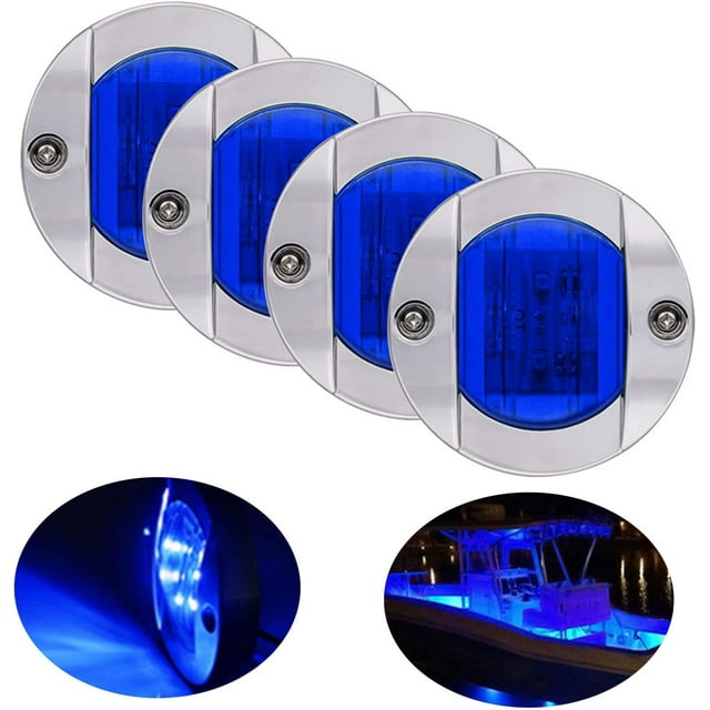 4 Pack LED Boat Light 12V Round Marine Lamp LED Transom Mount Light for Boat Dec