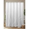 thumbnail image 4 of Grey Geometric Shower Curtain Set, Waterproof Shower Curtains for Bathroom, Modern White Stripe Abstract Distortion Art Washable Fabric Cloth Bath Curtain for Bathtub with Hooks 54x78 Inches, 4 of 6