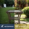 thumbnail image 2 of POCASSY 3 Pieces Outdoor Swivel Glider Chairs with Side Table, Patio Brown Wicker Swivel Chairs with Cushions and 2 - Layer Tempered Glass Top Rattan Side Table for Porch Deck Balcony, Brown/Gray, 2 of 11
