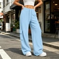 thumbnail image 2 of XIAONU Solid Cargo Wide Leg Pants for Womens Drawstring Waist Flap Side Pockets Sport Trousers, 2 of 9