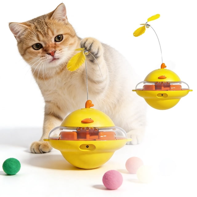 TIELUTT Interactive Cat with Automatic Rotation and Dispenser for Indoor Cats Entertainment and Soft for Puppies Squeaky Pig for Dogs Squirrel Dog for Aggressive Chewers Chew for Big Dogs Jump Cups A
