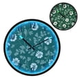 thumbnail image 2 of RMDQTR 12 Inch Sound-Activated LED Night Light Wall Clock Silent Sweep Movement Acrylic Face Battery-Operated for Bedroom/Living Room/School / White Flowers on Green Background, 2 of 8