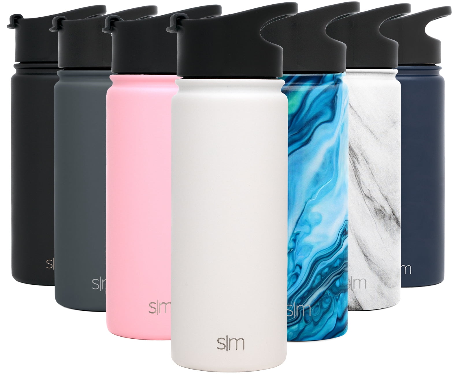 Simple Modern 14 Ounce Summit Water Bottle Travel Mug Stainless Steel Tumbler Flask Wide Mouth Double Wall Vacuum Insulated Pink Leakproof Rose Gold 2 Lids