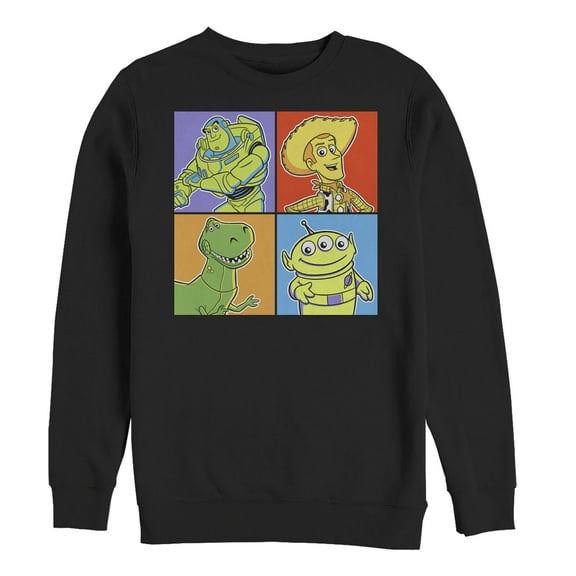 Men's Toy Story Character Color Panels Sweatshirt Black X Large