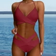 thumbnail image 2 of KONDYS Two Piece Bikini Sets For Women High Waisted Bikini Push Up Swimsuit Wrap Bathing Suit Stylish Breathable Women's Beachwear, 2 of 5