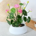thumbnail image 2 of KMSS 1Pcs Artificial Lotus Flowers Water Lilies Silk with Leaves Stems Pads Faux Flower Branch Floral Arrangement Decoration for Home Office Table Centerpiece Decor, 2 of 8