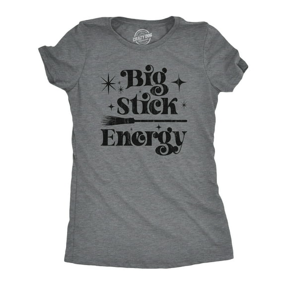 Womens Big Stick Energy T Shirt Funny Halloween Witches Broom Joke Tee for Ladies Womens Graphic Tees