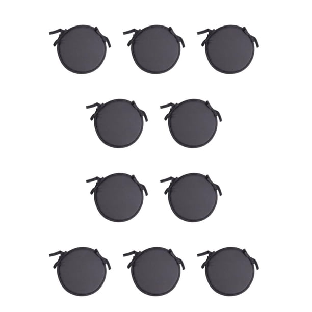 Billuyoard Cómodo cojín de algodón para silla redonda para bistros, con lazos duraderos para un ajuste seguro, sin decoloración, gris oscuro gris oscuro 10Conjunto