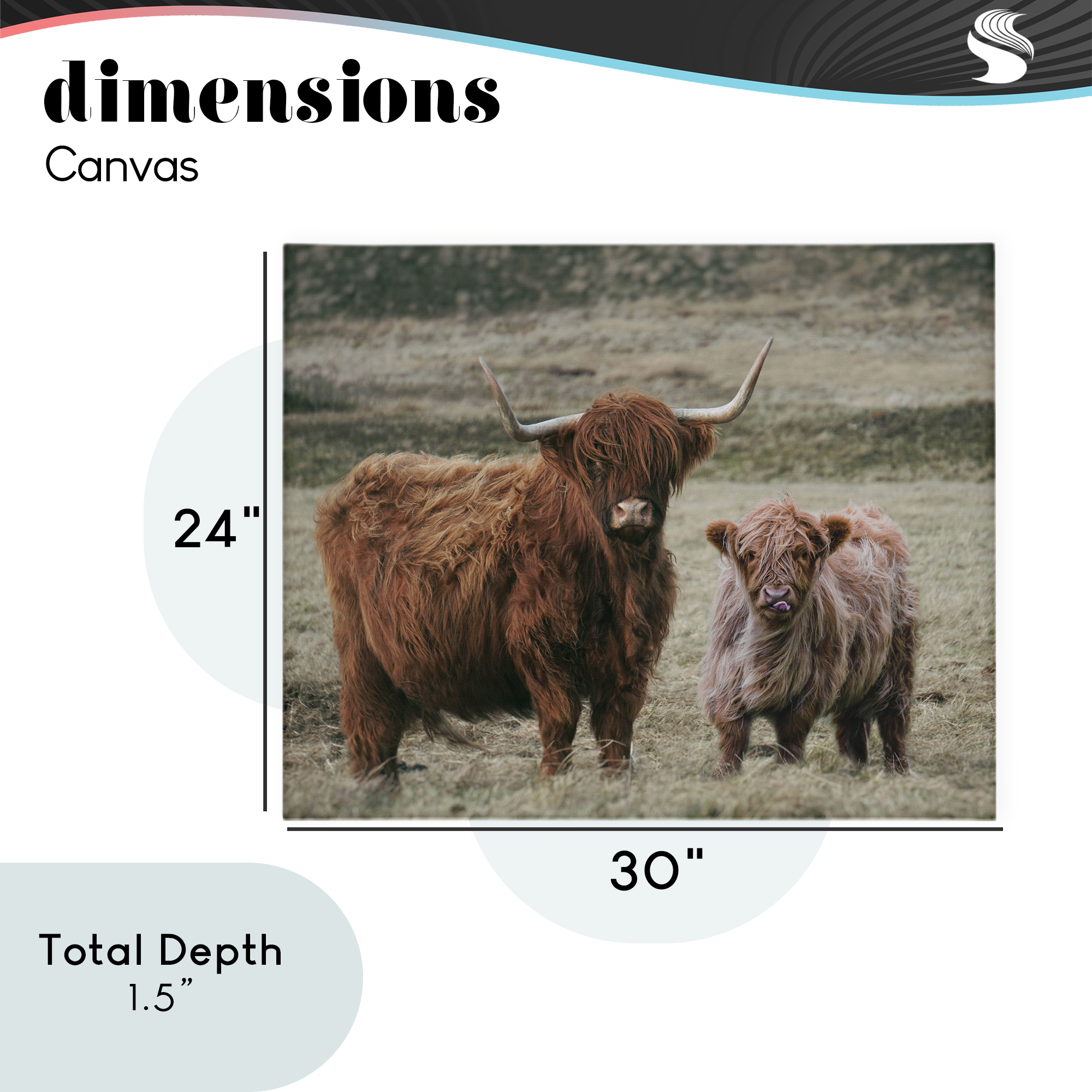 Mom & Baby Cow Canvas Wall Art, design by Lettered and Lined