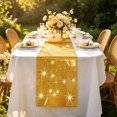 thumbnail image 4 of BSJJY Table Runner Polyester Mirror Sequin Checkered Shiny Glitter Party Decor for Wedding Birthday Banquet Home Table Setting Gold, 4 of 5