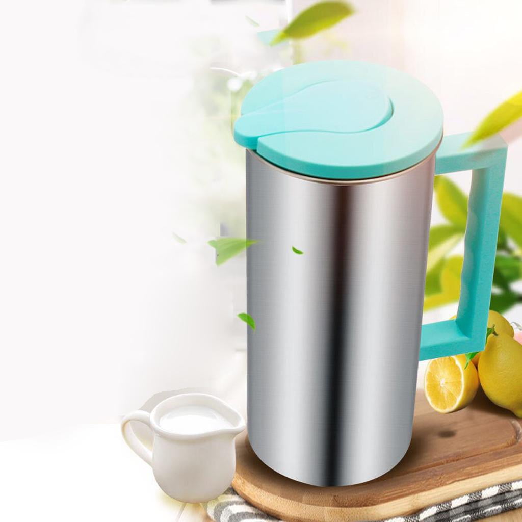 Fiocias 2 Pcs Stainless Steel 1.8L Water Pitcher Green Jar Kitchen