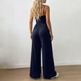 thumbnail image 4 of ZHOGXU Women's Jumpsuit Sleeveless Suspenders Solid Color Wide Leg Comfortable Fashion Romper For Everyday Wear,Blue,Xl, 4 of 6