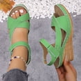 thumbnail image 6 of Pandaie Wedge Sandals for Women Strappy Open Toe Platform Slip on Walking Shoes Arch Support Ankle Strap Summer Beach Casual Sandal Green Size 9.5, 6 of 9