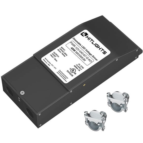 HitLights Dimmable LED Driver 12V 40W(3.4A), Magnetic Power Supply Transformer 120VAC to 12VDC, Compatible with Lutron and Leviton dimmers, for LED S