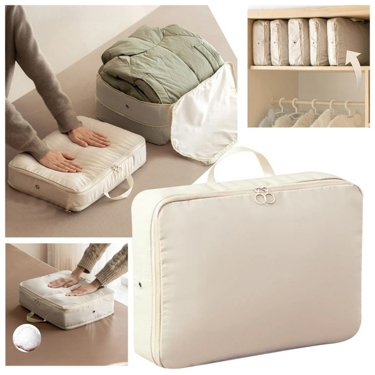 KAGAYD Ultra Thick Fabric Clothes Canvas Storage Bag Foldable Closet Organizer Bag With Reinforced Handle Sturdy For Sweaters T Shirts Blankets Coats