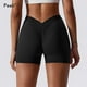 thumbnail image 4 of Pantalones cortos de Yoga con escote en V en la espalda para mujer, pantalones cortos deportivos de cintura alta para entrenamiento, mallas deportivas para correr y ciclismo, ropa deportiva para mujer, 4 of 5