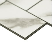 Aldhurst Marbled Carrara Adhesive Backed 9.84 in. x 10.37 in. PVC Mosaic Tile
