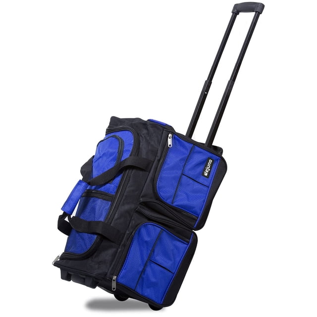 Dejuno - Bolsa de transporte con ruedas de 50,8 cm, Azul, Una talla, Bolsa de lona con ruedas de 20 pulgadas