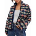 thumbnail image 1 of Chaqueta Acolchada Corta con Estampado Floral Vintage para Mujer, Chaqueta Corta Abierta Al Frente, Ropa de Abrigo Flores Azul Oscuro L, 1 of 10