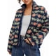 thumbnail image 1 of Chaqueta Acolchada Corta con Estampado Floral Vintage para Mujer, Chaqueta Corta Abierta Al Frente, Ropa de Abrigo Flores Azul Oscuro L, 1 of 10