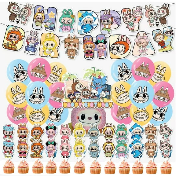 Cartoon Birthday Decorations Party Supplies Set Include Happy Birthday Party Favor