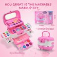 thumbnail image 4 of WATTNE Kids Makeup Kit for Girl, 55 Pcs Girl Toys Kids Makeup Set with Real Cosmetic, Washable Make Up Kit, Pretend Play Makeup Toys for 3 4 5 6 7 8 9 10 11 12 Years Old Kids Birthday Gifts (Pink), 4 of 8