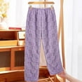 thumbnail image 2 of Feancey Women's Plush Fuzzy Pajama Pants Warm Cozy Pj Bottoms Winter Flannel Straight Leg Trousers Soft Casual Sleep Pants Purple Free Size, 2 of 6