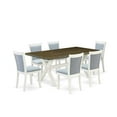 thumbnail image 6 of East West Furniture X-Style 7-Piece Wood Dining Set in Blue/Jacobean/White, 6 of 9