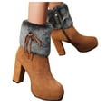 thumbnail image 3 of NECHOLOGY Botas Mujer Adulto Femenino Zapatos Botines para mujer Zapatos Tacones Cremallera Chunky Short Botas altas transpirables para mujer Botas retro para mujer (Brown, 11), 3 of 7