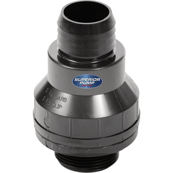 SUPERIOR PUMP 99507/SC125B American Granby Sc125B Check Valve, 1-1/4 Or 1-1/2 in, Mpt X Barb Or Slip, Thermoplastic, 1-1/4"