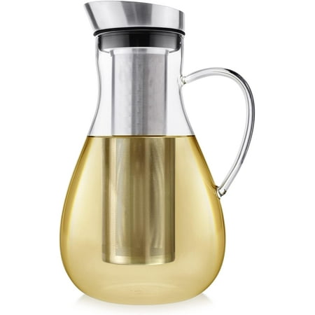 

Large Multi-Brew Glass Teapot + Kettle + Pitcher– Brew and Serve Hot Tea Iced Tea Cold Brew Tea and Fruit Infused Water