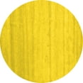 thumbnail image 1 of Ahgly Company Machine Washable Indoor Round Solid Yellow Modern Area Rugs, 5' Round, 1 of 4