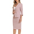thumbnail image 4 of INSPIRE CHIC Business Skirt Suit Set for Women's 2 Piece Suit Collarless Blazer Pencil Skirt XL Pink, 4 of 6
