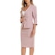 thumbnail image 4 of INSPIRAR CHIC Conjunto de Traje de 2 Piezas para Mujeres Chaqueta Sin Cuello de Manga 3/4 Falda Lápiz de Cintura Alta Ropa de Trabajo Rosa XL, 4 of 6