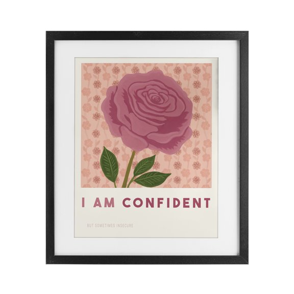 Stupell Industries Cottage Rose I Am Confident Affirmation Black Framed Print Under Glass, 13 x 16, by Courtney Haley