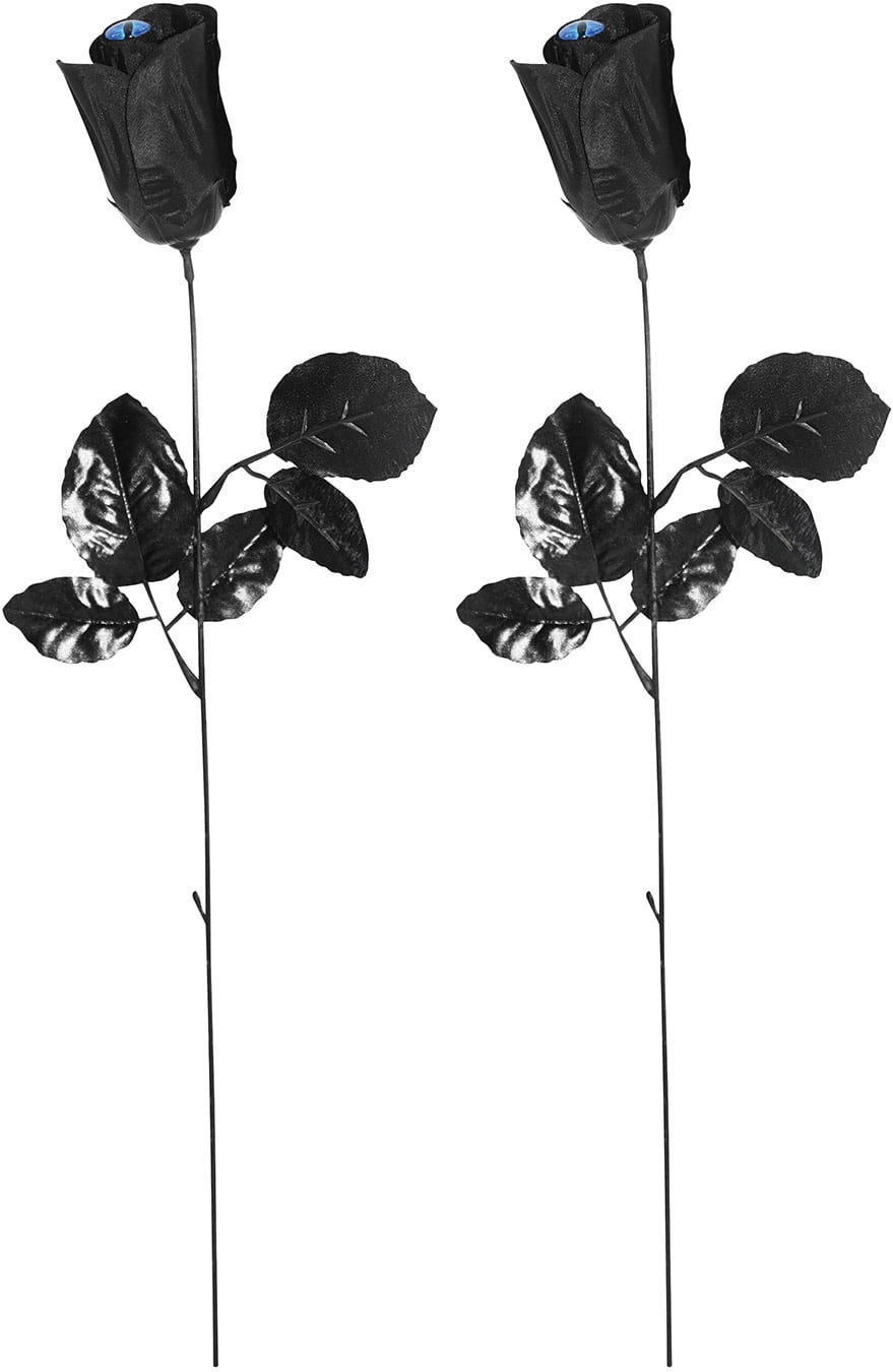 The Gothic Collection Black Artificial Halloween Flowers with Blue