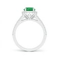 thumbnail image 2 of ANGARA Natural Twin Shank 1.2 ct Emerald Halo Ring with Diamond Accents in 14K White Gold for Women (Size-7mm) | May Birthstone, Birthday, Anniversary, Jewelry Gift for Women | Natural Emerald Ring, 2 of 8